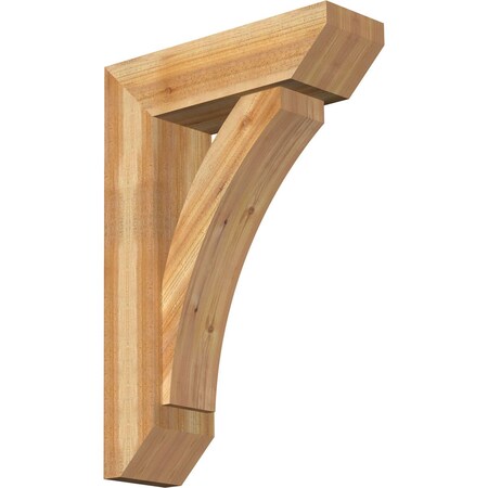 Ekena Millwork Thorton Slat Rough Sawn Bracket w/ Offset Brace, Western Red Cedar, 8"W x 26"D x 38"H BKT0806X26X38THR06RWR